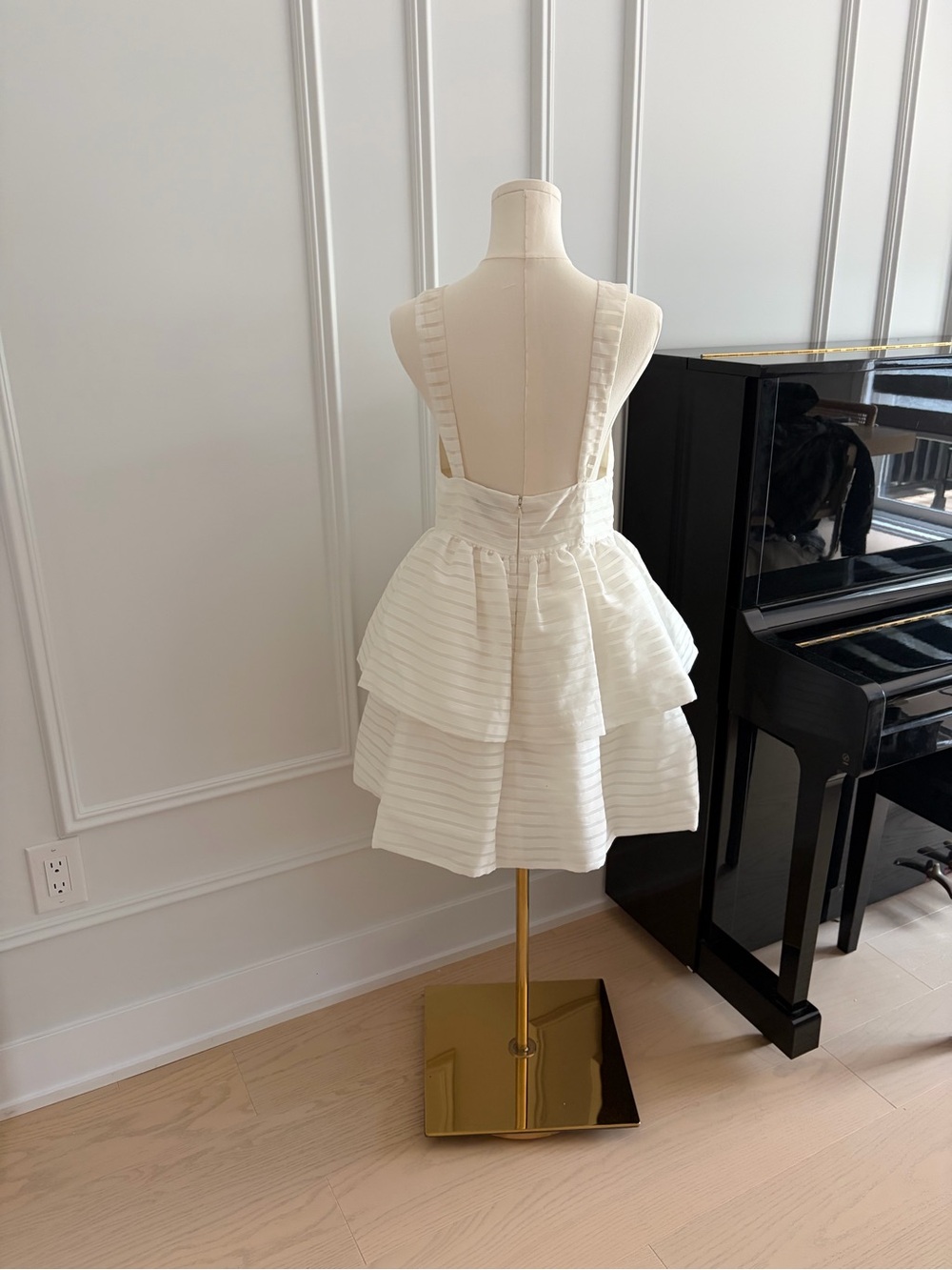 NBD Ivory Tiered Strappy Back Midi Dress